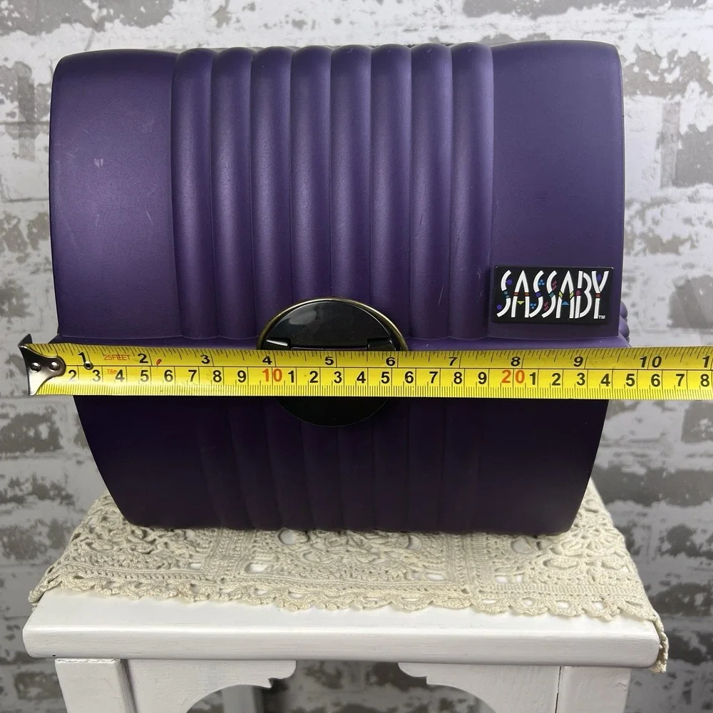 Vtg 90s Sassaby XL Travel Makeup Case Purple Black Model 103 Deluxe Plus 3 Tier